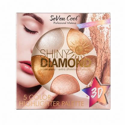 Seven Cool 5 Color Highlighter Palette – Shimmer Glow Makeup for Women