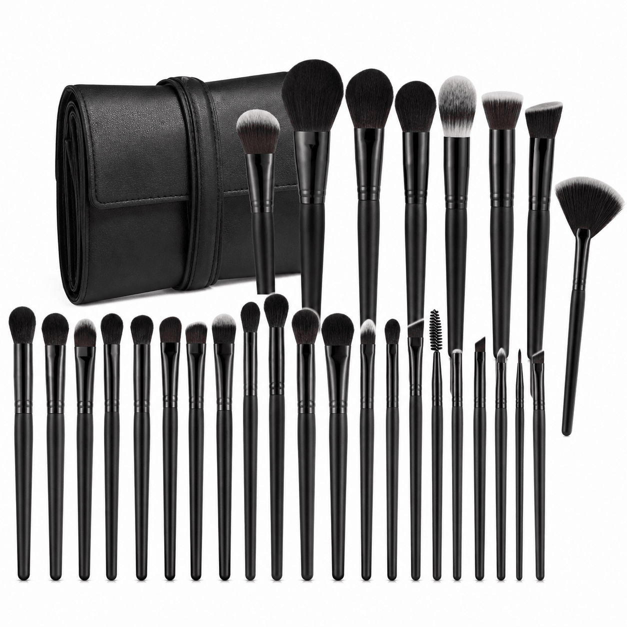 22-Piece Black ABS Makeup Brush Set for Blending & Travel