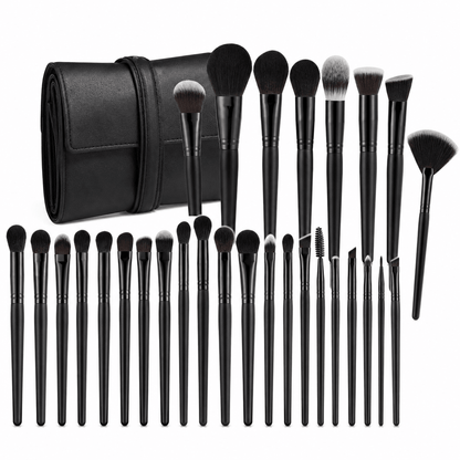 22-Piece Black ABS Makeup Brush Set for Blending & Travel