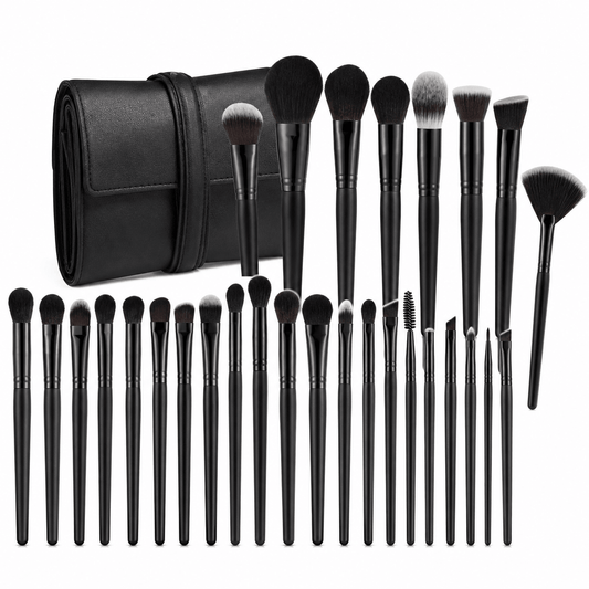 22-Piece Black ABS Makeup Brush Set for Blending & Travel