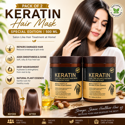 Keratin Hair Mask Pack of 2 500ml Natural Plant Essence