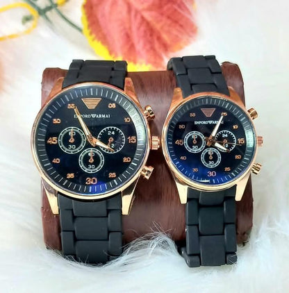Unisex Quartz Couple Watch Set – Matching Round Dial Water-Resistant Analog Watches for Men & Women