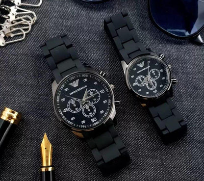 Unisex Quartz Couple Watch Set – Matching Round Dial Water-Resistant Analog Watches for Men & Women