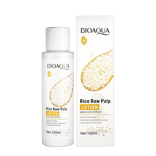 BioAqua Rice Raw Pulp Whitening & Brightening Body Lotion 120ml | Deep Hydration for All Skin Types