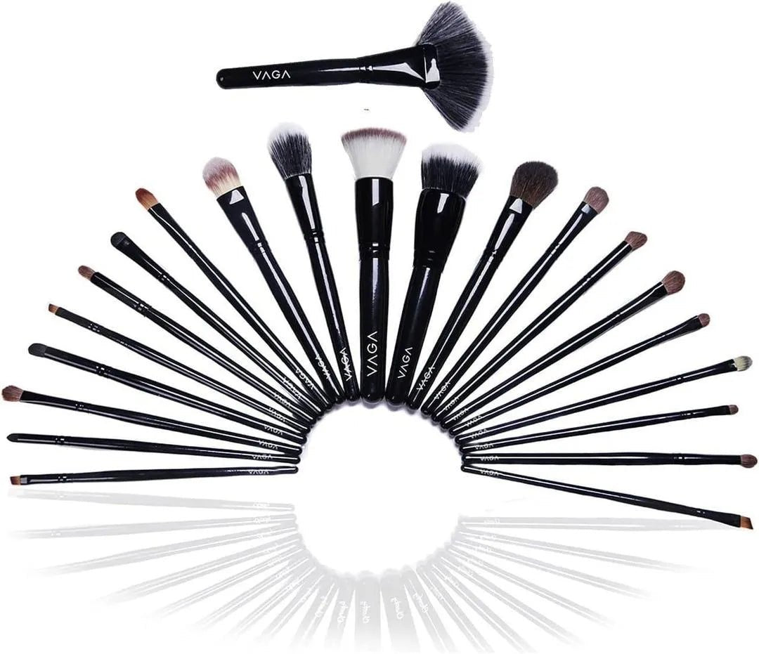 22-Piece Black ABS Makeup Brush Set for Blending & Travel