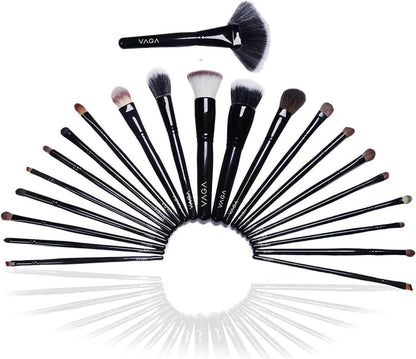 22-Piece Black ABS Makeup Brush Set for Blending & Travel