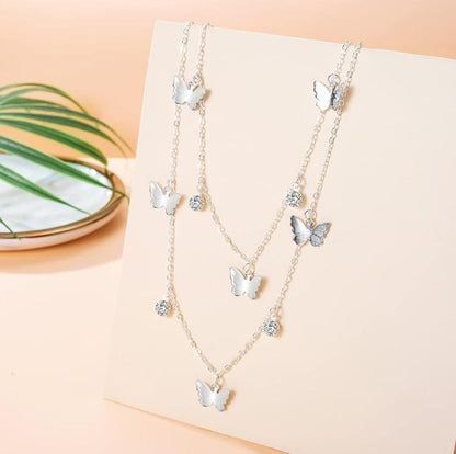 Silver Butterfly Necklace & Earrings Set for Women | Elegant Jewelry Set