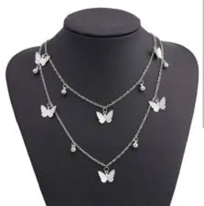 Silver Butterfly Necklace & Earrings Set for Women | Elegant Jewelry Set