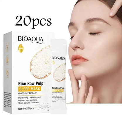 Premium Quality Rice Sleep Mask 20-Pack (4ml x 20) – Overnight Brightening & Hydration