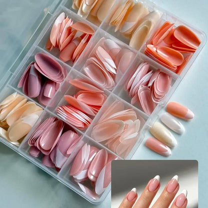 French Tip Nails 144 Pcs Nude Shades Boxed