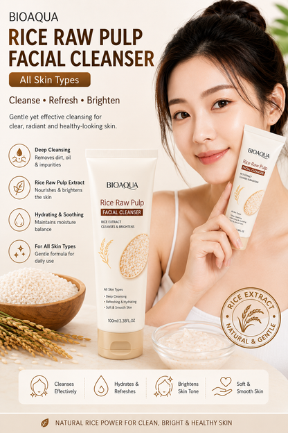 Rice Raw Pulp Facial Cleanser 100ml | Gentle Brightening Face Wash for All Skin Types